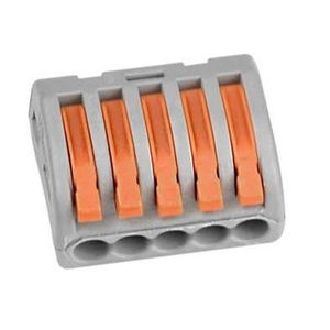 ขั้วต่อสายไฟแบบสปริง 5 ขั้ว สีเทาส้ม บล็อกขั้วต่อสายไฟ 5 พิน - Product Image 1