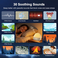 Machine à bruit blanc numérique pour le sommeil des bébés avec 30 sons apaisants, veilleuse 7 couleurs, fonction snooze et réveil