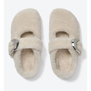 2025 inverno nuove pantofole da donna alla moda foderate di pelliccia in vera pelle foderate di lana calde pantofole - Product Image 4