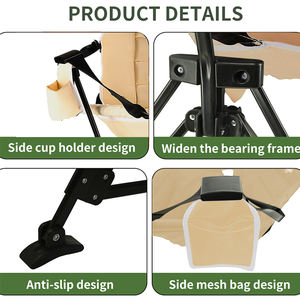 เก้าอี้โยกพับได้กลางแจ้ง Kejie รุ่นโมเดิร์น นั่งสบาย ใช้ได้ทั่วไป ผลิตจากผ้าหุ้ม<span class=keywords><strong>โครง</strong></span><span class=keywords><strong>เหล็ก</strong></span>แข็งแรงทนทาน - Product Image 4