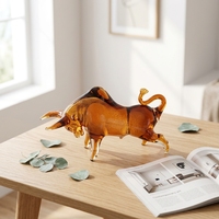 Statue de taureau en verre ambré, symbole de richesse Feng Shui, figurine animale en résine et cristal, cadeau d'affaires pour patron, partenaire, cérémonie d'ouverture