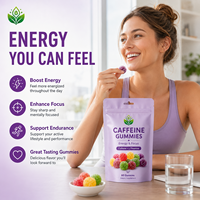 Gummies à la caféine naturelle OEM avec L-Théanine, 60 unités, complément énergétique et pour la concentration