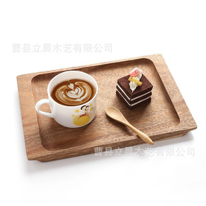 Solid Wood Rectangular <b>Tea</b> <b>Tray</b> Cup Holder For Home Hotel Use Simple Wooden Serving Plate With Cake And Coffee - Product Image 1