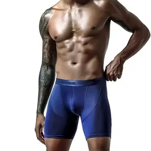 Cuecas boxer personalizadas de fábrica, cuecas de seda gelada, shorts de bambu para homens, roupas íntimas lisas e elásticas, com estoque para venda