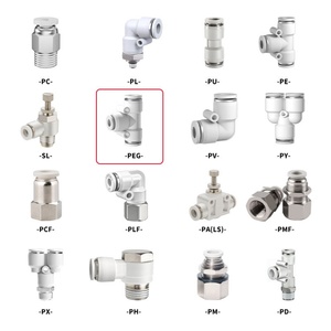 Suministro de fábrica: Conector rápido neumático de plástico blanco para tubo recto, tipo T, PG, PEG, PW, PKG, Push Pipe - Product Image 1