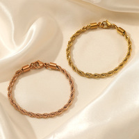 Haute qualité 18K PVD plaqué or serpent chaîne Bracelet en acier inoxydable pâte frite torsades à la mode fête bijoux amitié
