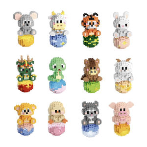 새로운 도착 중국 조디악 미니 마이크로 빌딩 블록 세트 귀여운 만화 동물 모델 장난감 조명 플라스틱 건설 장난감 - Product Image 2