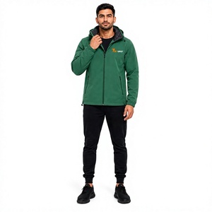 Men's <b>Green</b> Hooded Puffer <b>Ski</b> <b>Jacket</b> Windproof Waterproof Breathable Casual Zipper Front Plaid Polyester Fleece Winter Wear High - Product Image 1