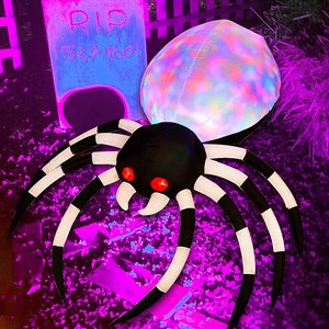 Halloween Inflatable Spider with Magic Light for Halloween Yard Decor Indoor Outdoor Yard Lawn Decorations, Black & <b>White</b> - Product Image 4