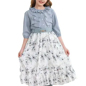 제조업체 도매 중동 유행 어린이 드레스 반 소매 공주 드레스 인기있는 아동복