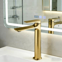 Robinet de lavabo en alliage de zinc doré, eau chaude et froide, pour hôtels et projets résidentiels - Vente en gros usine