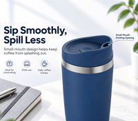 Mug de voyage en acier inoxydable de 450 ml, gobelet isotherme sous vide, anti-fuite, couvercle à ouverture facile, OEM ODM personnalisé