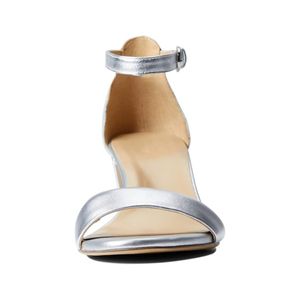 Prezzo all'ingrosso da donna <span class=keywords><strong>sandali</strong></span> da ufficio con tacco basso in pelle argentata Sexy da donna con cinturino alla caviglia comodo <span class=keywords><strong>sandali</strong></span> - Product Image 2