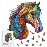Puzzle en bois éducatif unique en forme d'animal irrégulier, découpé au laser, casse-tête, cadeau artisanal pour adultes, certifié CE