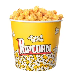 Saco de papel popcorn para embalagens, recipiente para papel de popcorn com tampa