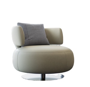 <span class=keywords><strong>Fauteuil</strong></span> pivotant de salon en cuir véritable et <span class=keywords><strong>tissu</strong></span> velours, style nordique moderne et luxueux pour chambre à coucher et hôtel - Product Image 2