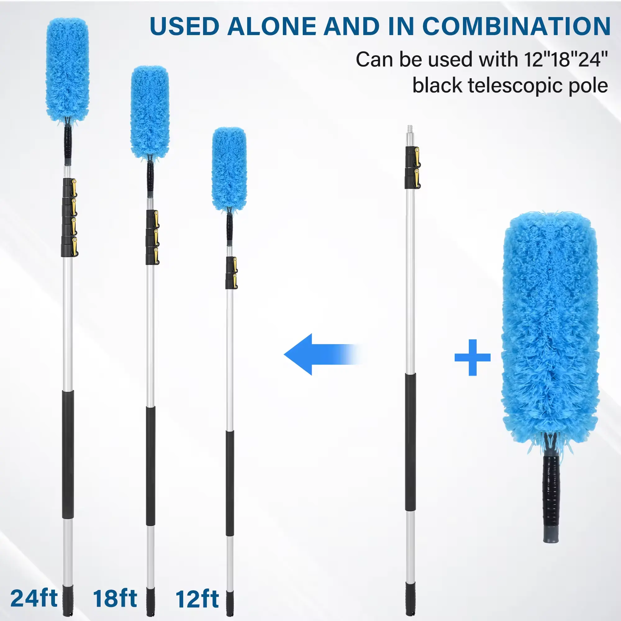 Telescopic Extension Pole Ceiling Fan Microfiber Duster