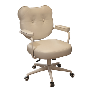 Réglable en hauteur 360° °   Chaise de bureau ergonomique pivotante en similicuir blanc, chaise de bureau confortable et élégante pour l'étude - Product Image 1
