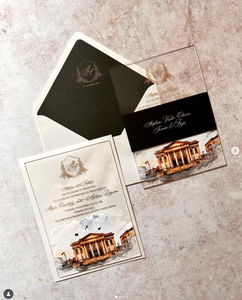 ซองงานแต่งงานพิมพ์ลายปราสาทโรแมนติกสีดำหรูหราการ์ดเชิญงานแต่งงานสำหรับวันวาเลนไทน์ - Product Image 1