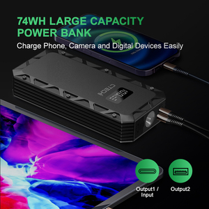 Lampe de poche pour environnements extrêmes, numérique, 12 volts, batterie de secours 12V 10000mAh LiFePO4 au lithium, démarreur d'urgence pour voiture - Product Image 3