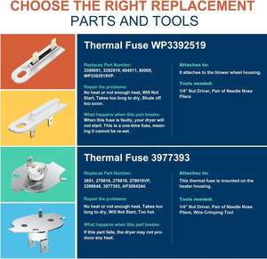 Elemento Calefactor de Secadora Eléctrico Duradero de Aluminio Modelo 279838 para Modelos Whirlpool/<span class=keywords><strong>Roper</strong></span>/Maytag/Amana/Admiral 500/600/70/80 - Product Image 3
