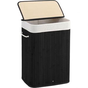 Custom Bamboo Laundry Basket <b>Storage</b> Baskets with Lid and Carrying Strap for Home <b>Bath</b> <b>Storage</b> - Product Image 1