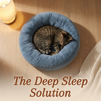Coussin rond de luxe moderne et personnalisé pour animaux de compagnie, lavable, doux, moelleux, en peluche, design uni protecteur pour chiens et chats