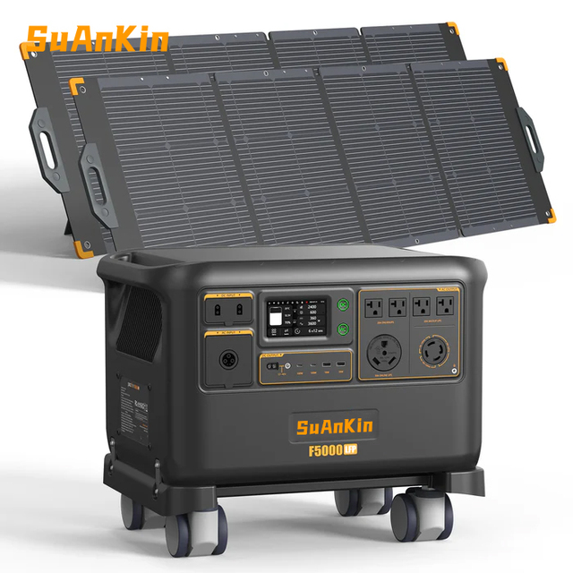 F5000LFP&PV300 Solar Panels Portable Solar Generator Kit Solar Powered Generator 7200 Watts for Home