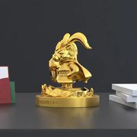 Article souvenir personnalisé Statue de lièvre rouge deux tons plaqué or métal artisanat avec couvercle en acrylique transparent