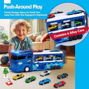 Camión Transportador de Autos - Juego de Pista de Carreras Portátil para Educación Temprana con 6 Autos, Luces y Sonidos, Regalo de Marca Personalizada - Product Image 3