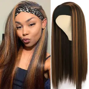 Wholesale Bone Straight Braiding Hair Wig Extension Cheap Clip Ombre Kinky Fiber Hair Synthetic For Black Women Headband Wigs