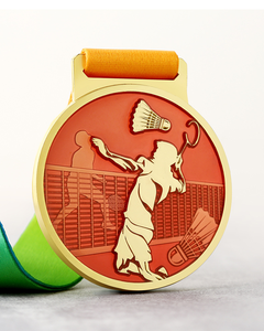 Hochwertige Benutzerdefinierte Logo Gold Silber Kupfer Badminton-Form Sportmedaille Badminton-Meisterschaft Rennen Zinklegierung Medaille - Product Image 4
