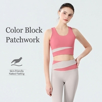 Ensemble de yoga 2 pièces pour femmes avec soutien-gorge intégré, séchage rapide, uni, sans couture, coupe ajustée, vêtements de sport pour la gym