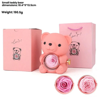 Boîte à bijoux de luxe avec roses éternelles, adorable ours rotatif en acrylique avec rose éternelle, cadeau pour la Saint-Valentin et Noël
