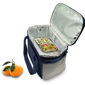 Insulated Lunch Bag 2000ml Dark Blue Portable Cooler With Mesh Pocket For Picnic And Daily Use - Product Image 2