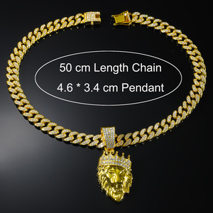 2026 Hot Selling Personalized Design Alloy Lion <b>Head</b> Pendant Necklace Hiphop <b>Style</b> Men's Necklace Fashion Jewelry Wholesale - Product Image 5