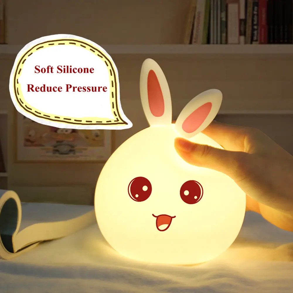 Новый стиль, лампа в виде кролика для детей, для малышей, для детей, прикроватный разноцветный силиконовый сенсорный датчик, сенсорное управление, светодиодный ночник