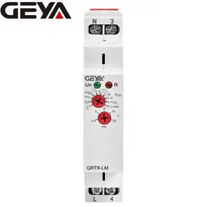 GEYA บอร์ดรีเลย์รับรองมาตรฐาน GRT8-LM AC230V,รีเลย์หน่วงเวลา12V อัตโนมัติ Din 24V 220V