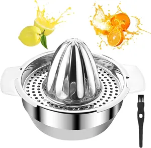 Kitchen Stainless Steel Manual Dishwasher-safe Juicer Fruit Lemon Rustproof Lime Orange Squeezer with Bowl Juicer Strainer