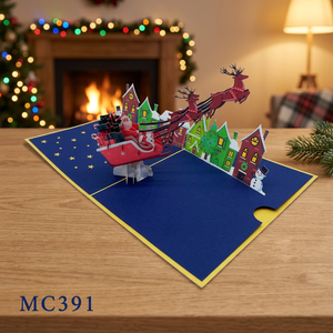 Carte pop-up 3D Père Noël, artisanat en papier découpé au laser pour Noël, cadeaux artisanaux au design personnalisé, meilleures ventes au Vietnam, Viet-craft - Product Image 2