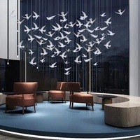 Luminaire suspendu LED en forme d'oiseau en mouvement, décoration artistique créative pour plafond, lustre en acrylique, éclairage pour hôtel, restaurant, boutique