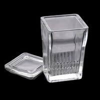 Coplin Staining Jar Microscope Slide Glass Staining Jar with Lid Stainless Steel Rack Clear Slide Holder for Lab Medical Use