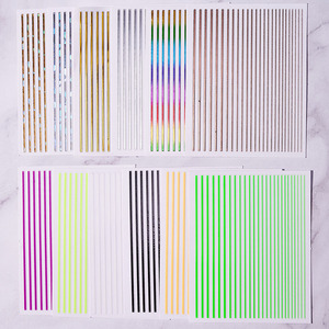 Autocollant pour ongles à rayures, décalcomanie fine, ligne artistique, 12 couleurs, auto-adhésif, argent, or, blanc, <span class=keywords><strong>noir</strong></span>, fluorescent - Product Image 2