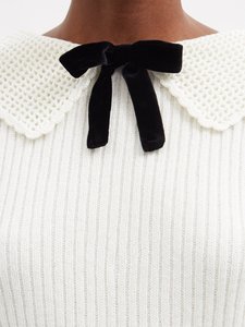 Vsco आकस्मिक महिला स्लिम फिट ठोस ऊन/नायलॉन पल्लोवर स्वेटर धनुष सजावट और नाविक कॉलर के साथ - Product Image 3