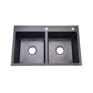 Elegante negro Nano hecho a mano de acero inoxidable 304/201 fregadero de un solo tazón diseño moderno fácil de limpiar - Product Image 2