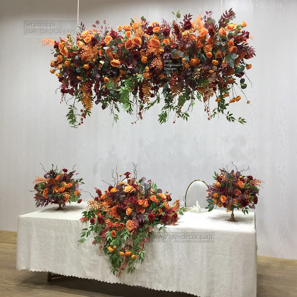 GNW مخصص أي حجم ولون شريط زهور معلق رائع وملون لترتيب طاولة الزهور لديكور الزفاف والحفلات