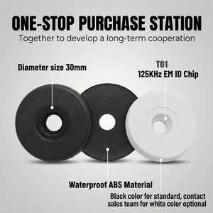 Etiqueta de disco RFID estándar negra de 30 mm con punto de control, 125 KHz, ID inteligente, token ABS para sistema de patrulla de seguridad, etiqueta de proximidad impermeable - Product Image 1