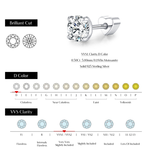 Minimalism S925 Sterling Silver Classic Round vvs1 Moissanite Small Ear Studs Heart Screw Stud <b>Earrings</b> for Women <b>Fine</b> Jewelry - Product Image 3
