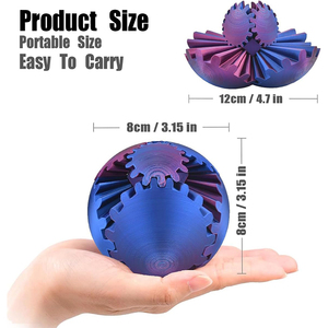 Gear Sphere, Gearsphere imprimé en 3D, le merveilleux jouet anti-stress steampunk en forme de boule d'engrenages, Gearsphere Cube, jouet anti-stress - Product Image 5