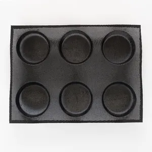 Moldes de silicona para hornear, formas de pan y hamburguesa, 6 tazas, antiadherente, perforados, Baguette para dedo, forma de pan, panadería